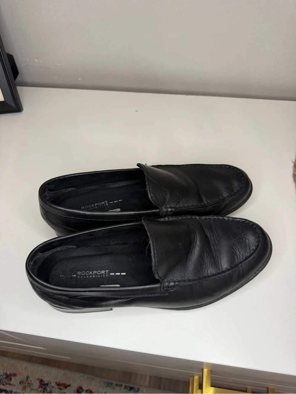 Rockport Walkability Black Leather Loafers Men’s 11 TruTech Comfort Dress Shoes